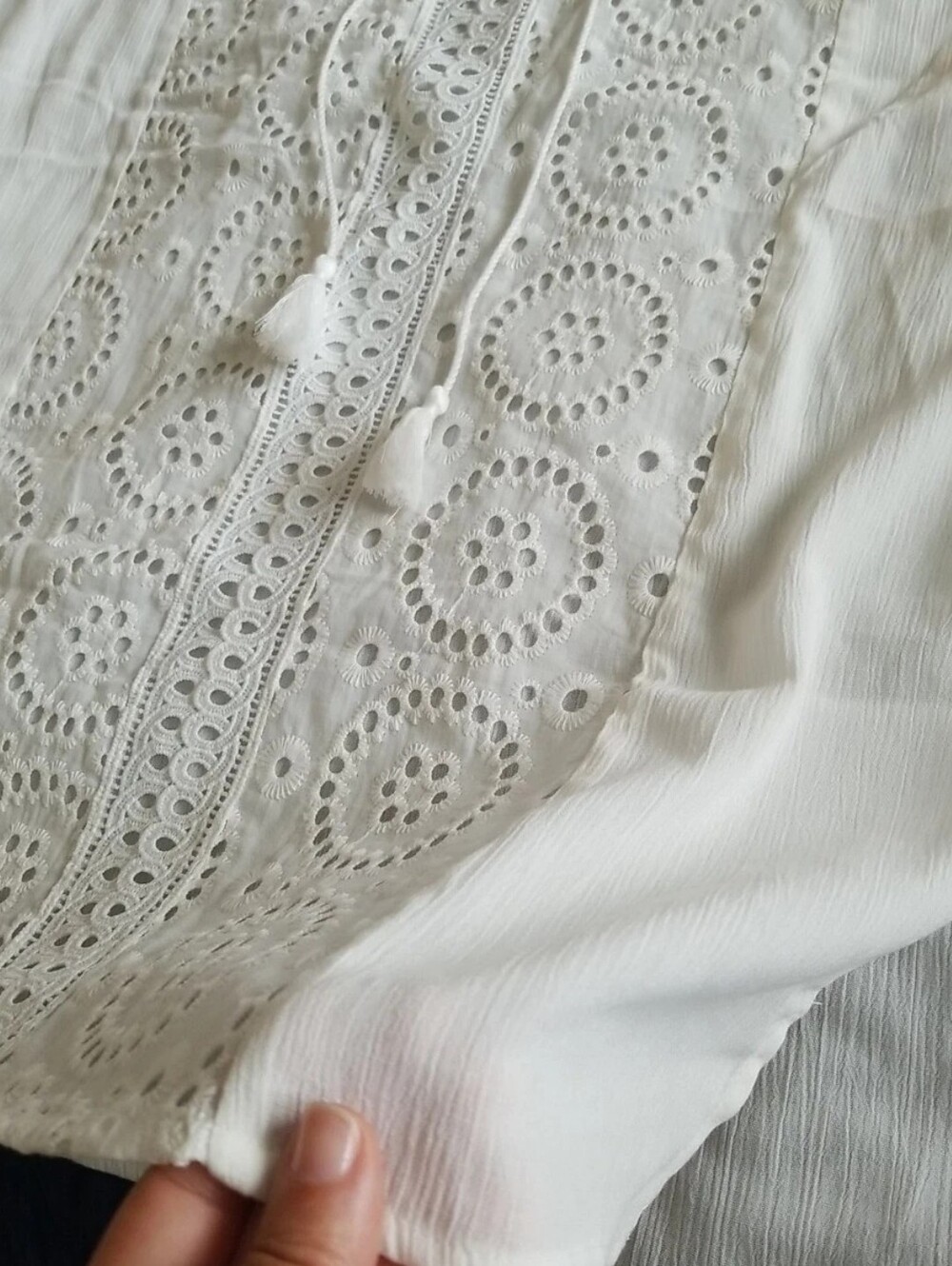 Kona Sol White Lace-up Beach Swim Cover-up Pullover Dress Boho Style Eyelet- M - Picture 9 of 15